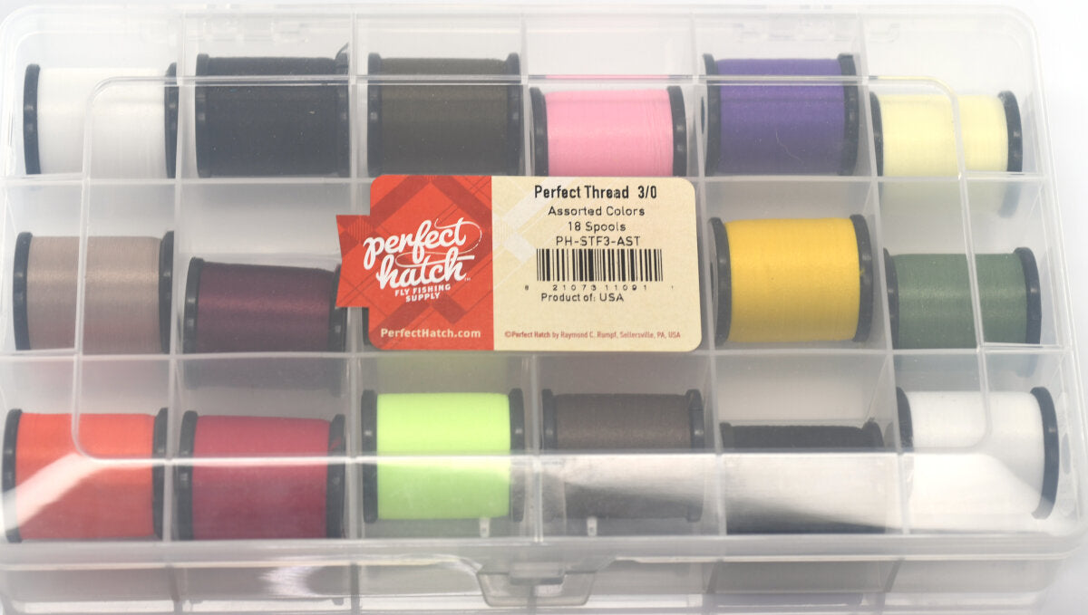 PH Perfect Thread 3/0 18 Spool Asst 18 colors 100 yd ea – Father's Fly Shop