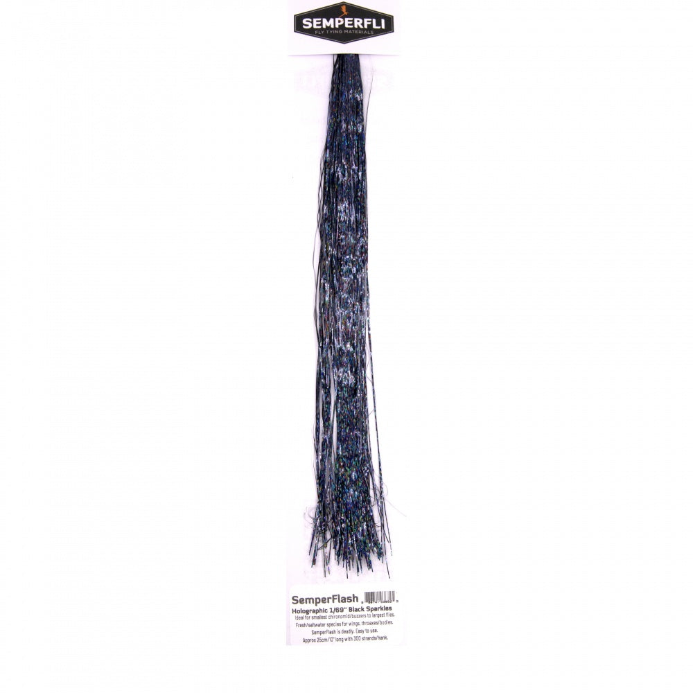 Semperfli Spool 1/69" Holographic Black Sparkle Tinsel..