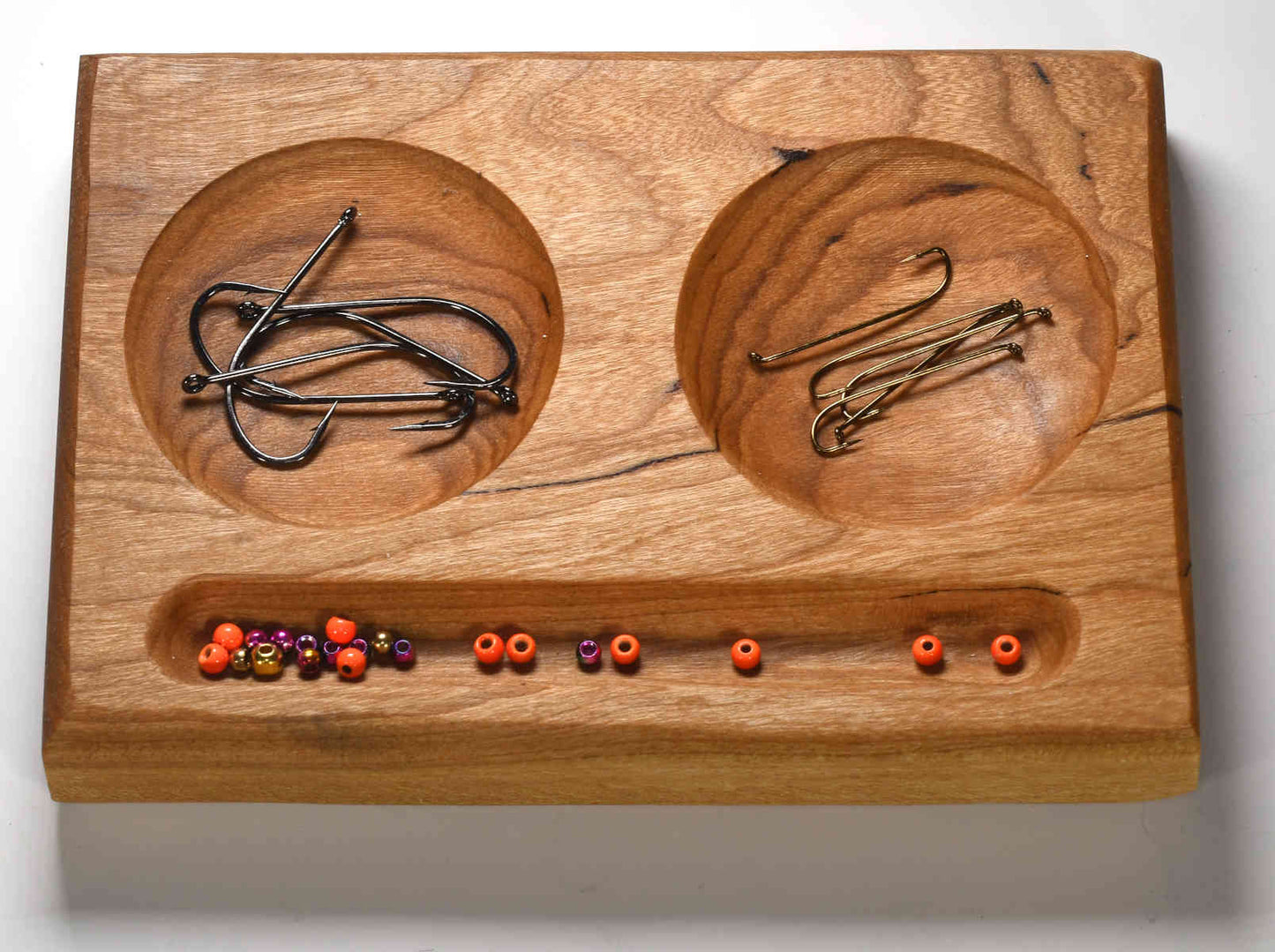 Hardwood Hook and Bead Tray - Hand Crafted - Designed for staging hooks and beads