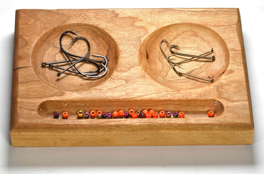 Hardwood Hook and Bead Tray - Hand Crafted - Designed for staging hooks and beads