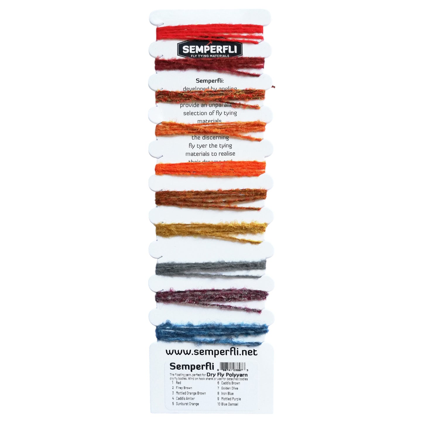 Dry Fly Polyyarn Sample Card