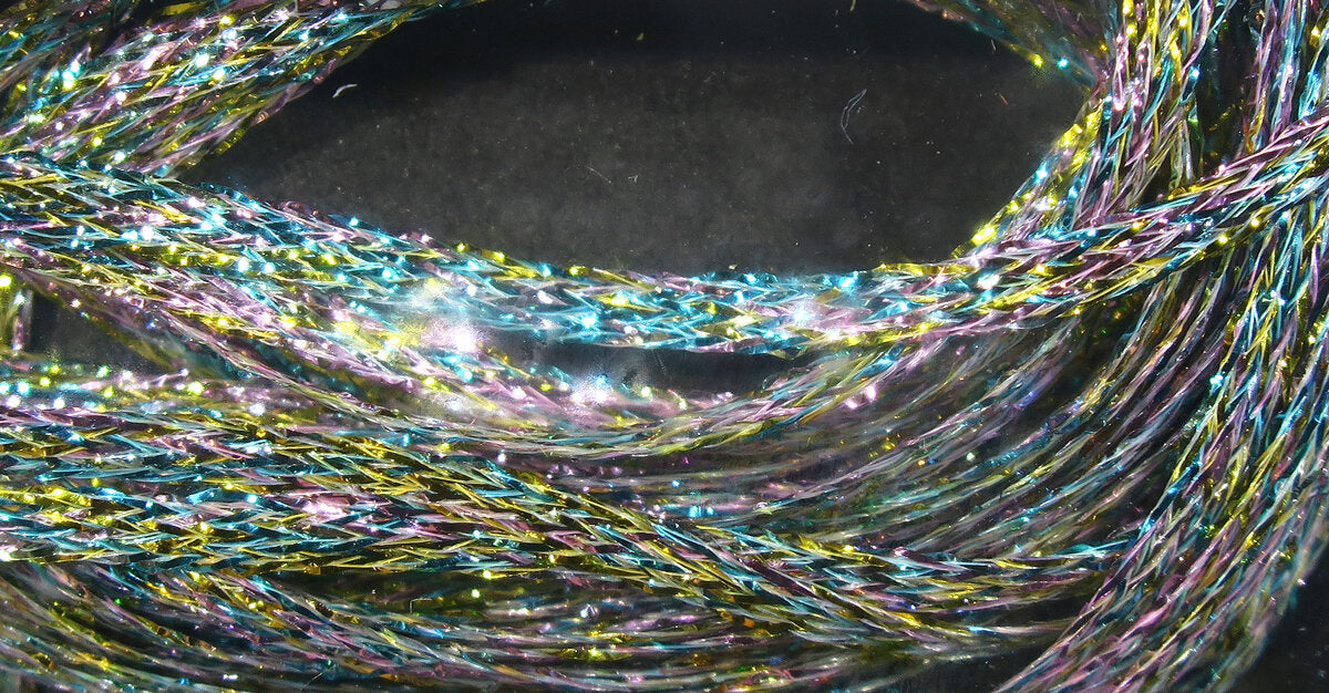 Mini Flat Fly Braid - Braided Iridescent Material for fly tying - sparkles from all angles.